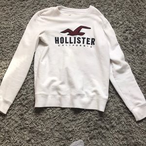 White Hollister Logo Crew Neck Sweatshirt